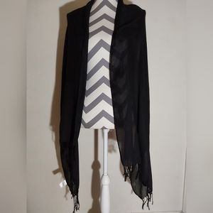 NWOT Women's Large Lightweight Black Scarf Evening Shawl Drape